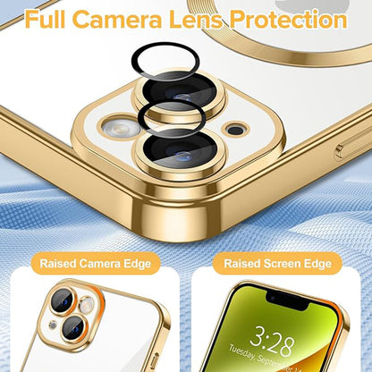 MagSafe-hoes voor Apple iPhone 14, Techsuit, Luxury Crystal, Goudkleurig
