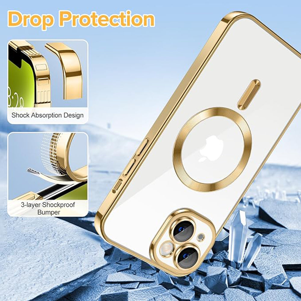 MagSafe-hoes voor Apple iPhone 14, Techsuit, Luxury Crystal, Goudkleurig