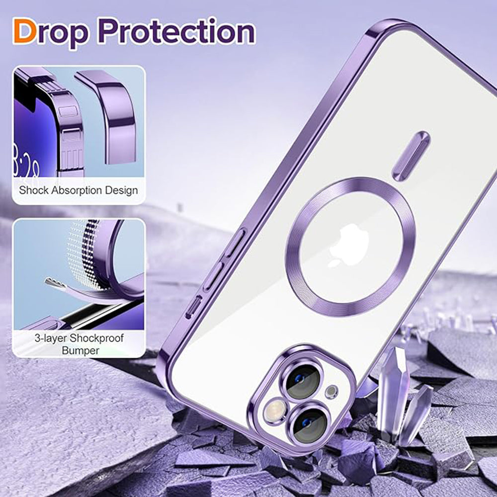 MagSafe-hoes voor Apple iPhone 14, Techsuit, Luxury Crystal, Lichtpaars