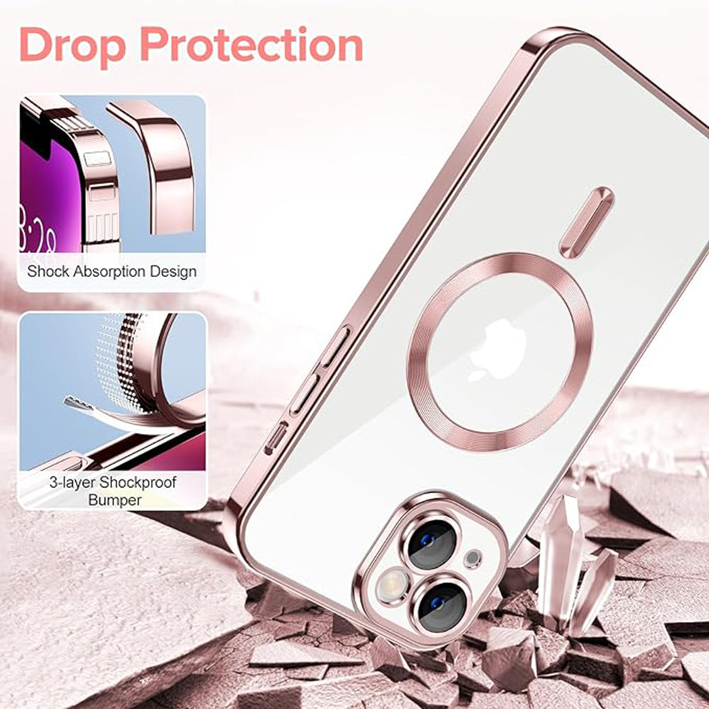MagSafe-hoes voor Apple iPhone 14, Techsuit, Luxury Crystal, Roze