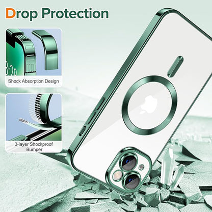 MagSafe-hoes voor Apple iPhone 14, Techsuit, Luxury Crystal, Donkergroen