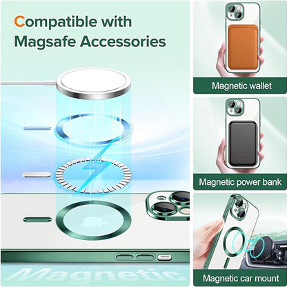 MagSafe-hoes voor Apple iPhone 14, Techsuit, Luxury Crystal, Donkergroen