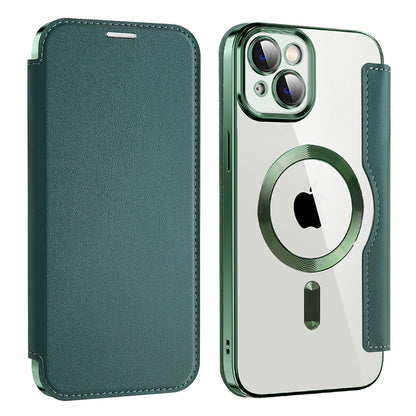 MagSafe Case for Apple iPhone 14, Techsuit, SmartMag Book, Green