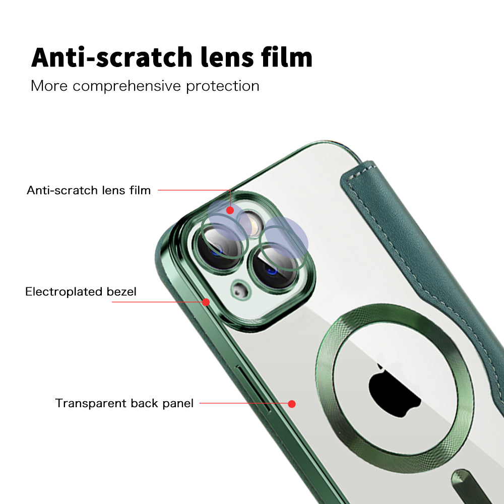 MagSafe Case for Apple iPhone 14, Techsuit, SmartMag Book, Green