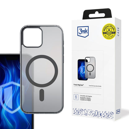 MagSafe-hoesje voor Apple iPhone 15, 3MK, Frosty MagCase, Zwart Satijn