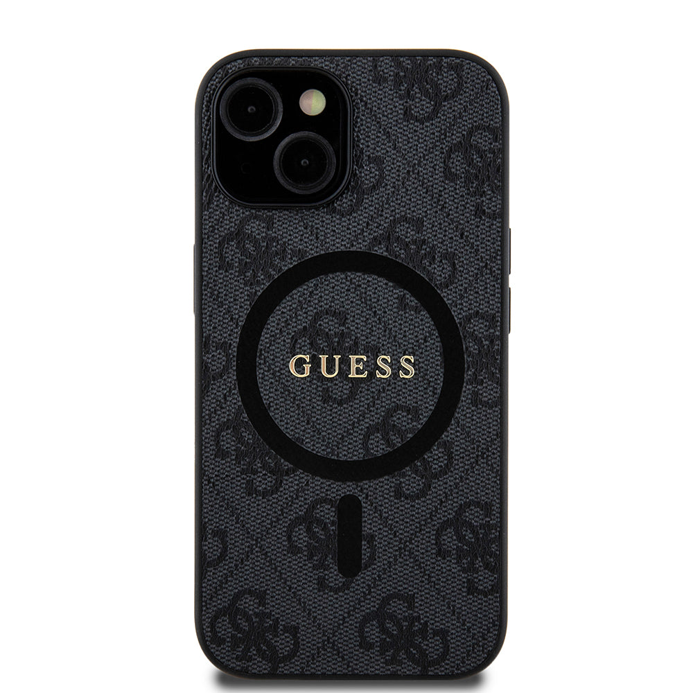 MagSafe hoesje voor Apple iPhone 15, Guess, 4G Ring Classic Logo, Zwart