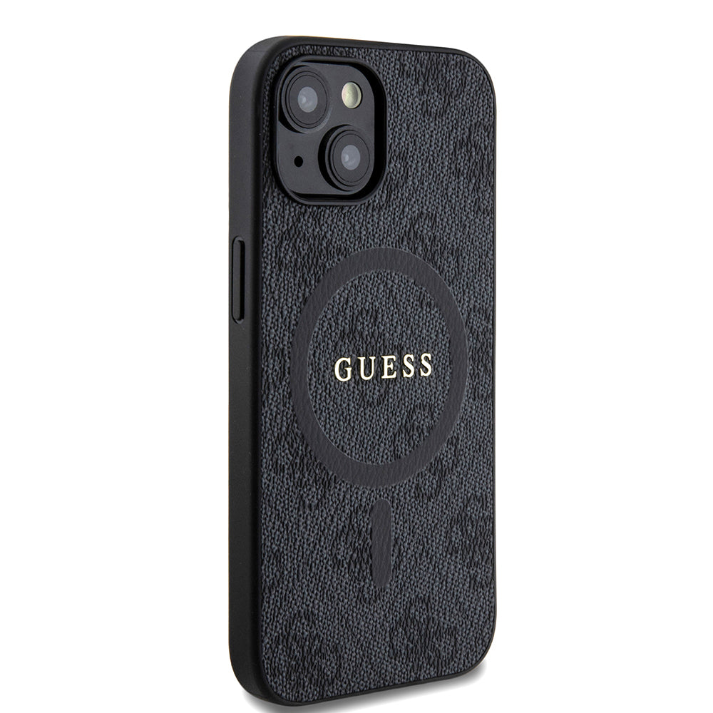 MagSafe hoesje voor Apple iPhone 15, Guess, 4G Ring Classic Logo, Zwart
