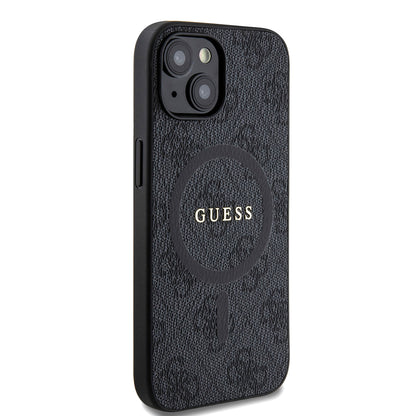 MagSafe hoesje voor Apple iPhone 15, Guess, 4G Ring Classic Logo, Zwart