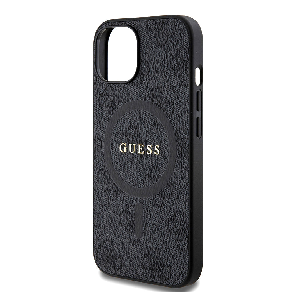 MagSafe hoesje voor Apple iPhone 15, Guess, 4G Ring Classic Logo, Zwart