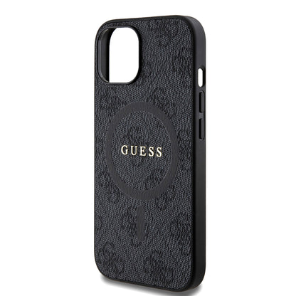 MagSafe hoesje voor Apple iPhone 15, Guess, 4G Ring Classic Logo, Zwart