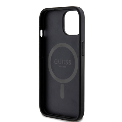 MagSafe hoesje voor Apple iPhone 15, Guess, 4G Ring Classic Logo, Zwart