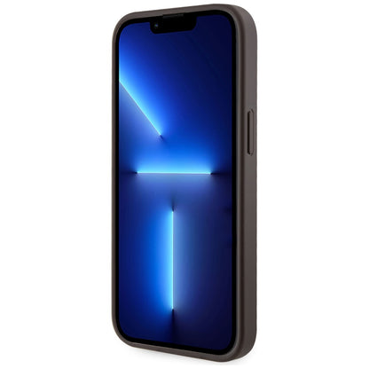 MagSafe hoesje voor Apple iPhone 15, Guess, Cardslot 4G Stripes, Bruin