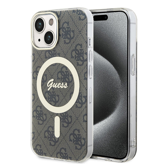 MagSafe hoesje voor Apple iPhone 15, Guess, IML 4G, Bruin