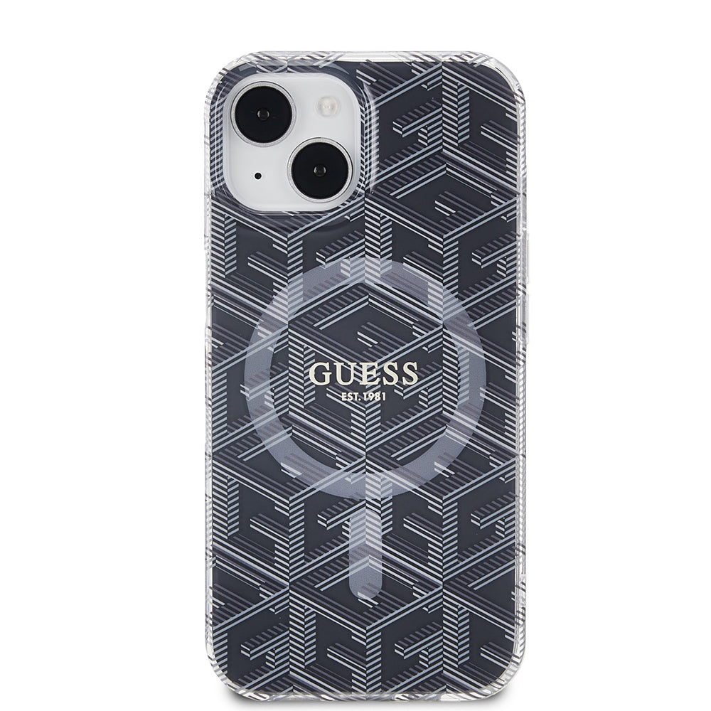 MagSafe hoesje voor Apple iPhone 15, Guess, IML Gcube, Zwart