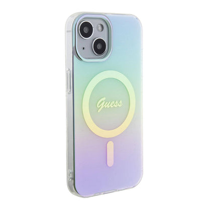 MagSafe hoesje voor Apple iPhone 15, Guess, IML Iridescent, Turquoise