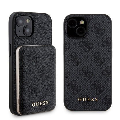 MagSafe hoesje voor Apple iPhone 15, Guess, Powerbank 4G Metal Logo, Zwart