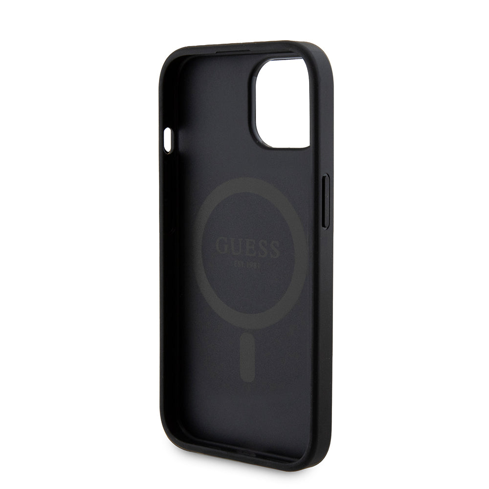 MagSafe hoesje voor Apple iPhone 15, Guess, Powerbank 4G Metal Logo, Zwart