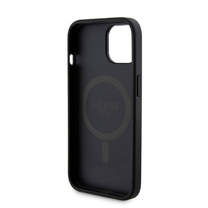 MagSafe hoesje voor Apple iPhone 15, Guess, Powerbank 4G Metal Logo, Zwart