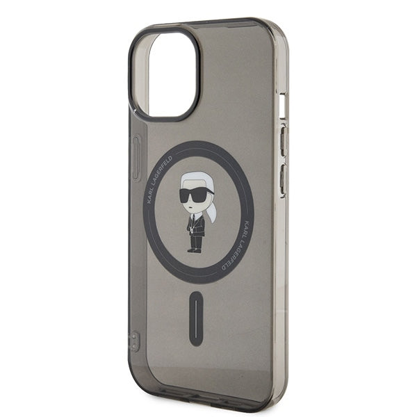 MagSafe hoes voor Apple iPhone 15, Karl Lagerfeld, IML Ikonik Karl, Zwart