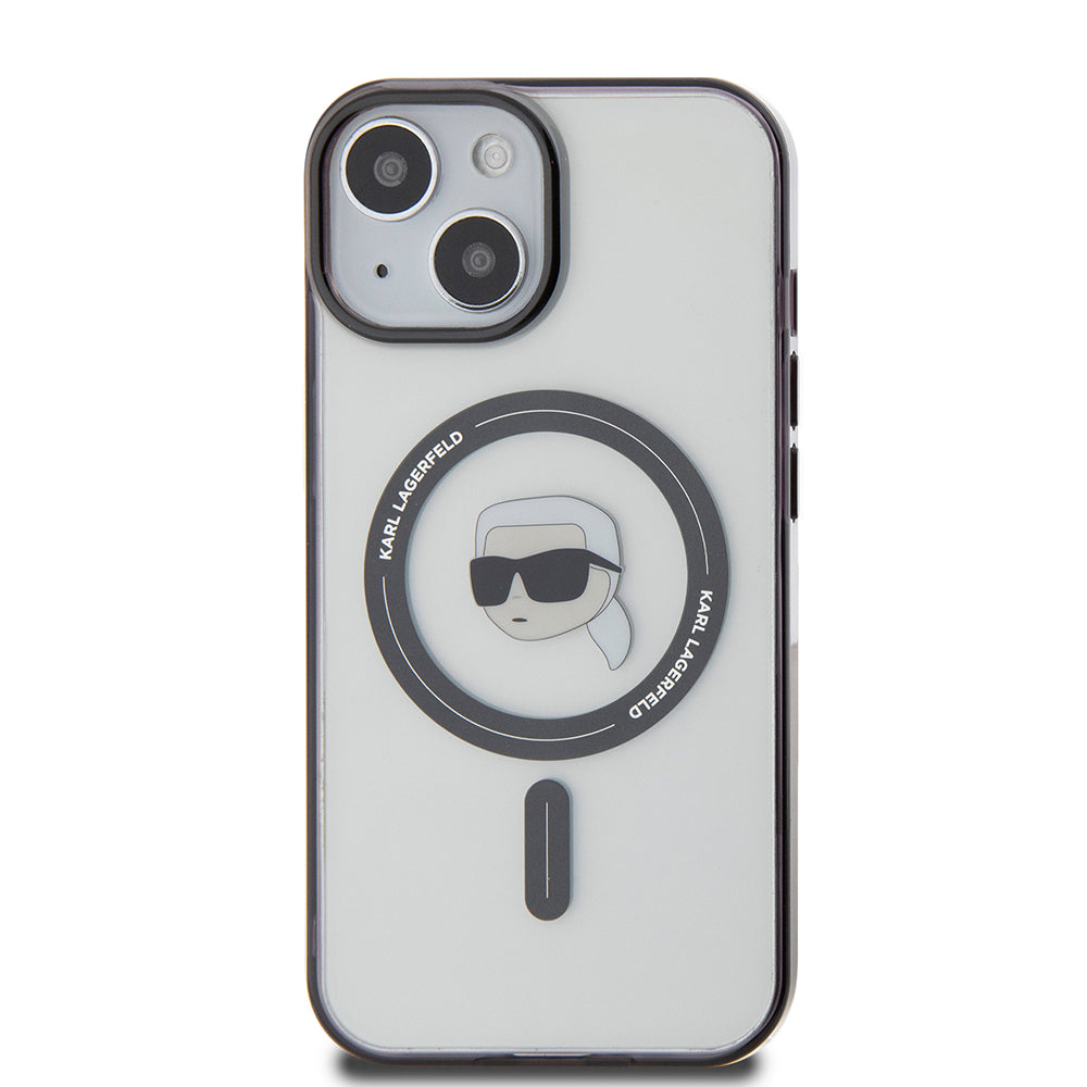 MagSafe hoesje voor Apple iPhone 15, Karl Lagerfeld, IML Karl's Head, Transparant