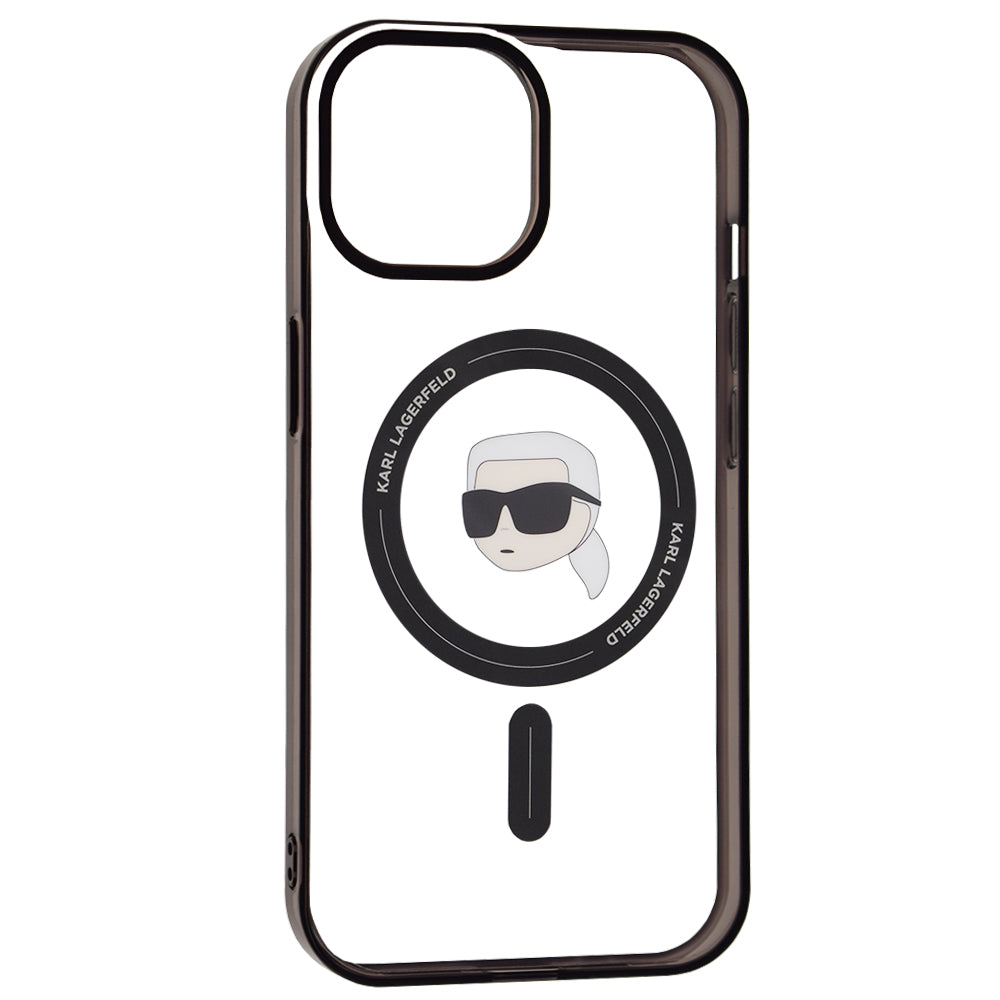 MagSafe hoesje voor Apple iPhone 15, Karl Lagerfeld, IML Karl's Head, Transparant