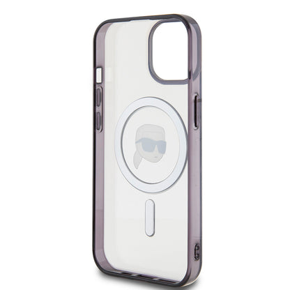 MagSafe hoesje voor Apple iPhone 15, Karl Lagerfeld, IML Karl's Head, Transparant