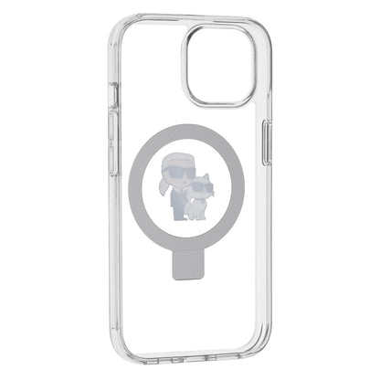 MagSafe Case for Apple iPhone 15, Karl Lagerfeld, Ring Stand Karl & Choupette, White