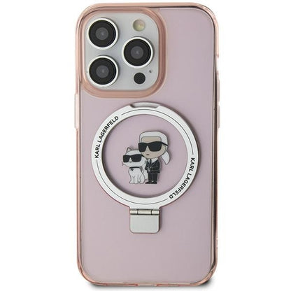 MagSafe hoes voor Apple iPhone 15, Karl Lagerfeld, Ring Stand Karl & Choupette, Roze
