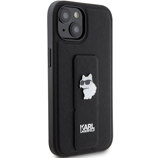 MagSafe hoes voor Apple iPhone 15, Karl Lagerfeld, Saffiano Gripstand Choupette, Zwart