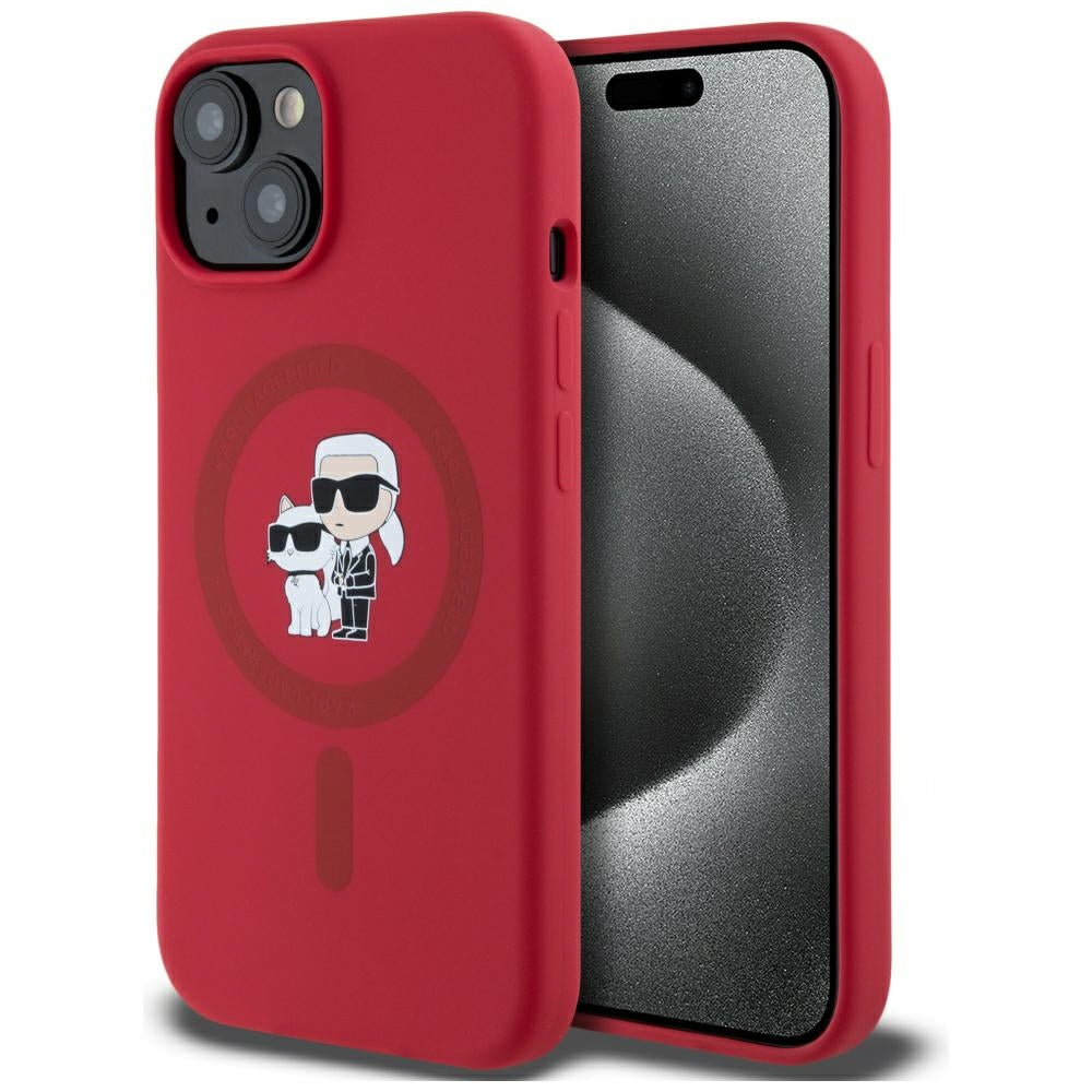 MagSafe hoesje voor Apple iPhone 15, Karl Lagerfeld, Silicone Karl & Choupette, Rosie
