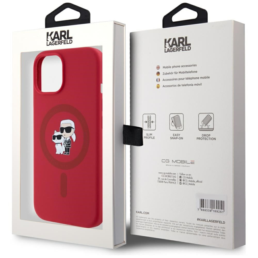 MagSafe hoesje voor Apple iPhone 15, Karl Lagerfeld, Silicone Karl & Choupette, Rosie