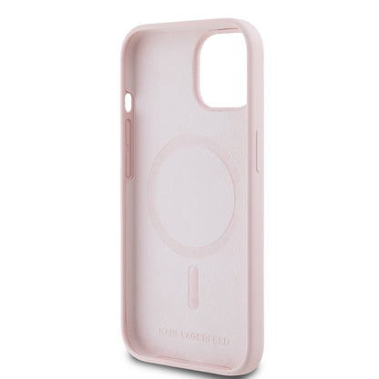 MagSafe hoesje voor Apple iPhone 15, Karl Lagerfeld, Silicone Karl & Choupette's Heads, Roze