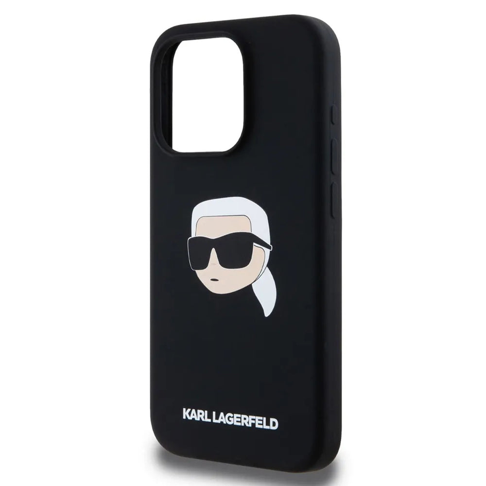 MagSafe hoesje voor Apple iPhone 15, Karl Lagerfeld, Silicone Karl's Head, Zwart