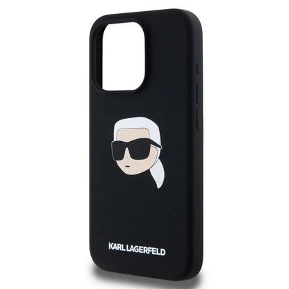 MagSafe hoesje voor Apple iPhone 15, Karl Lagerfeld, Silicone Karl's Head, Zwart