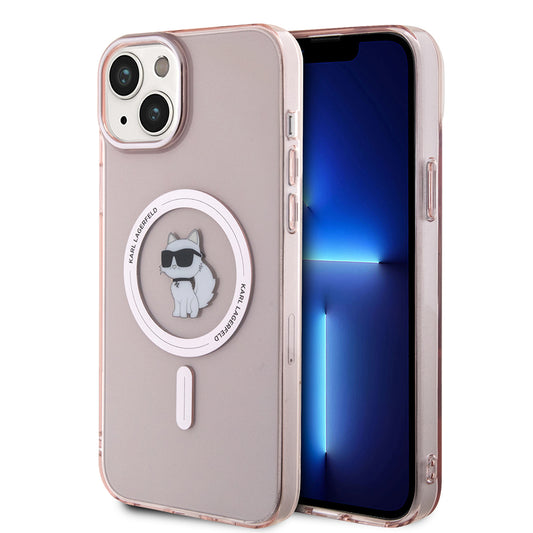 MagSafe hoesje voor Apple iPhone 15 Plus / 14 Plus, Karl Lagerfeld, IML Choupette, Roze