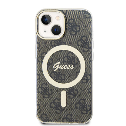 MagSafe hoesje voor Apple iPhone 15 Plus, Guess, IML 4G, Bruin