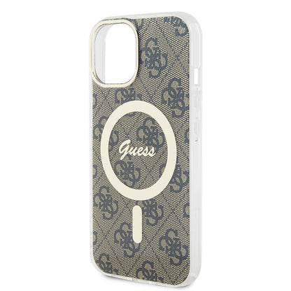 MagSafe hoesje voor Apple iPhone 15 Plus, Guess, IML 4G, Bruin