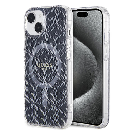 MagSafe hoesje voor Apple iPhone 15 Plus, Guess, IML Gcube, Zwart