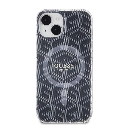 MagSafe hoesje voor Apple iPhone 15 Plus, Guess, IML Gcube, Zwart