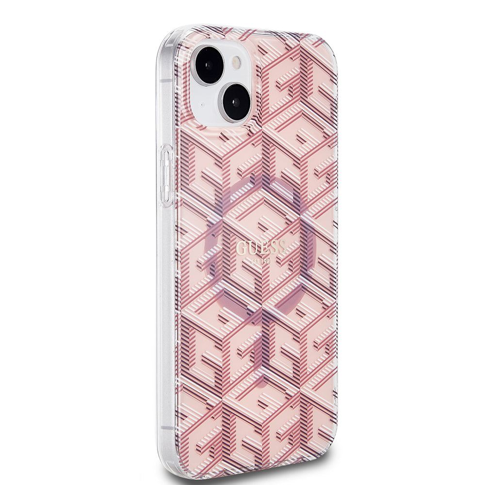 MagSafe hoesje voor Apple iPhone 15 Plus, Guess, IML Gcube, Roze