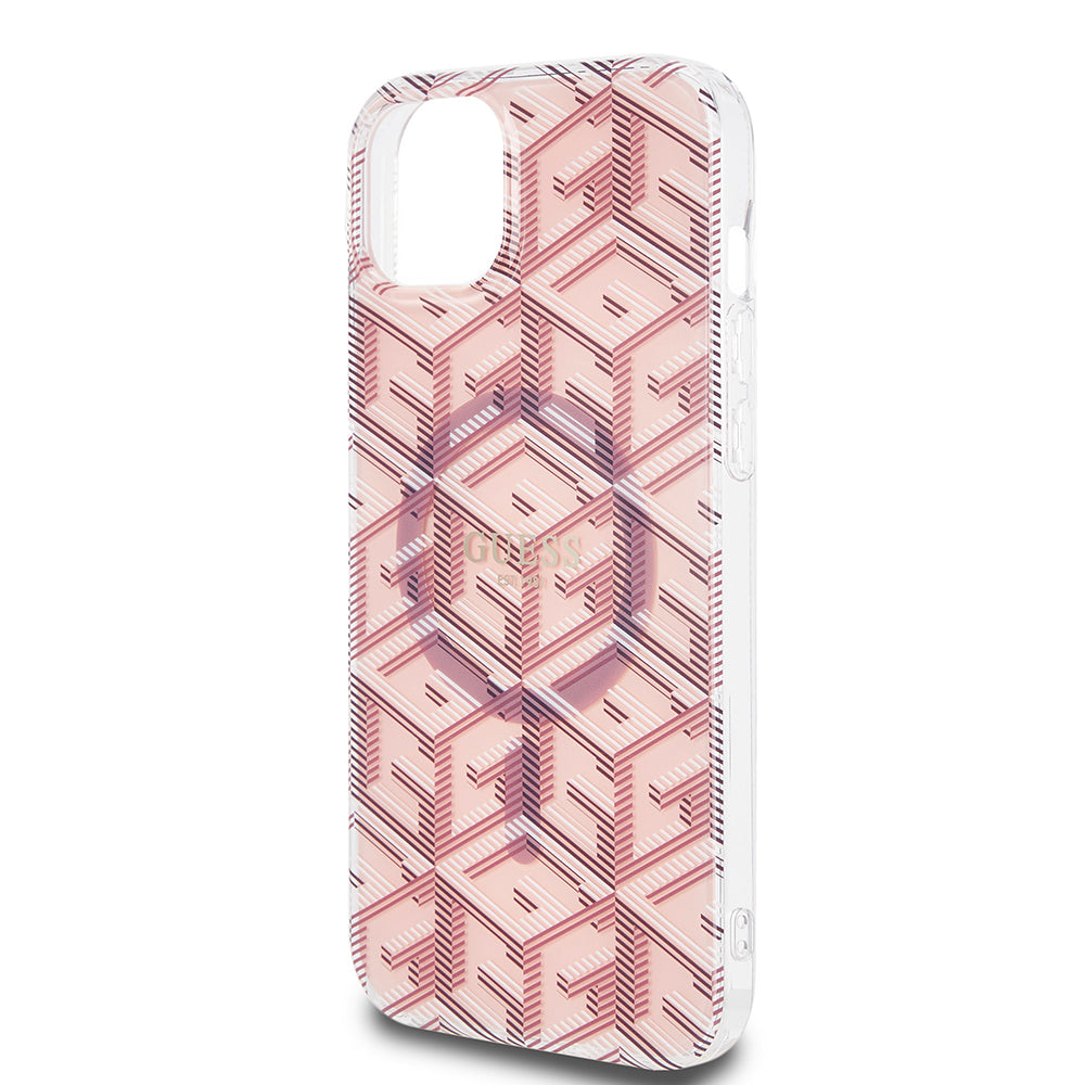 MagSafe hoesje voor Apple iPhone 15 Plus, Guess, IML Gcube, Roze