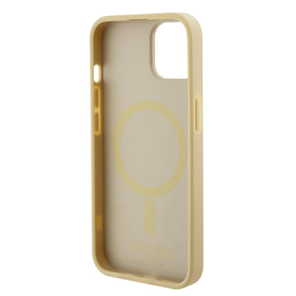 MagSafe hoesje voor Apple iPhone 15 Plus, Guess, Saffiano, Goud
