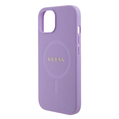 MagSafe hoesje voor Apple iPhone 15 Plus, Guess, Saffiano, Paars
