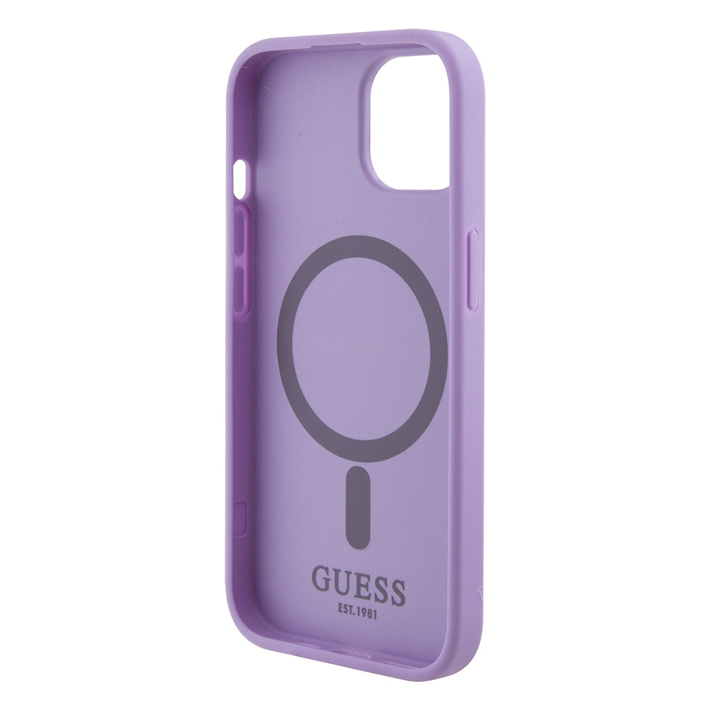 MagSafe hoesje voor Apple iPhone 15 Plus, Guess, Saffiano, Paars