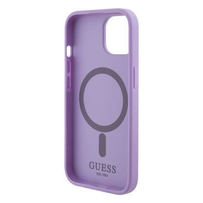 MagSafe hoesje voor Apple iPhone 15 Plus, Guess, Saffiano, Paars