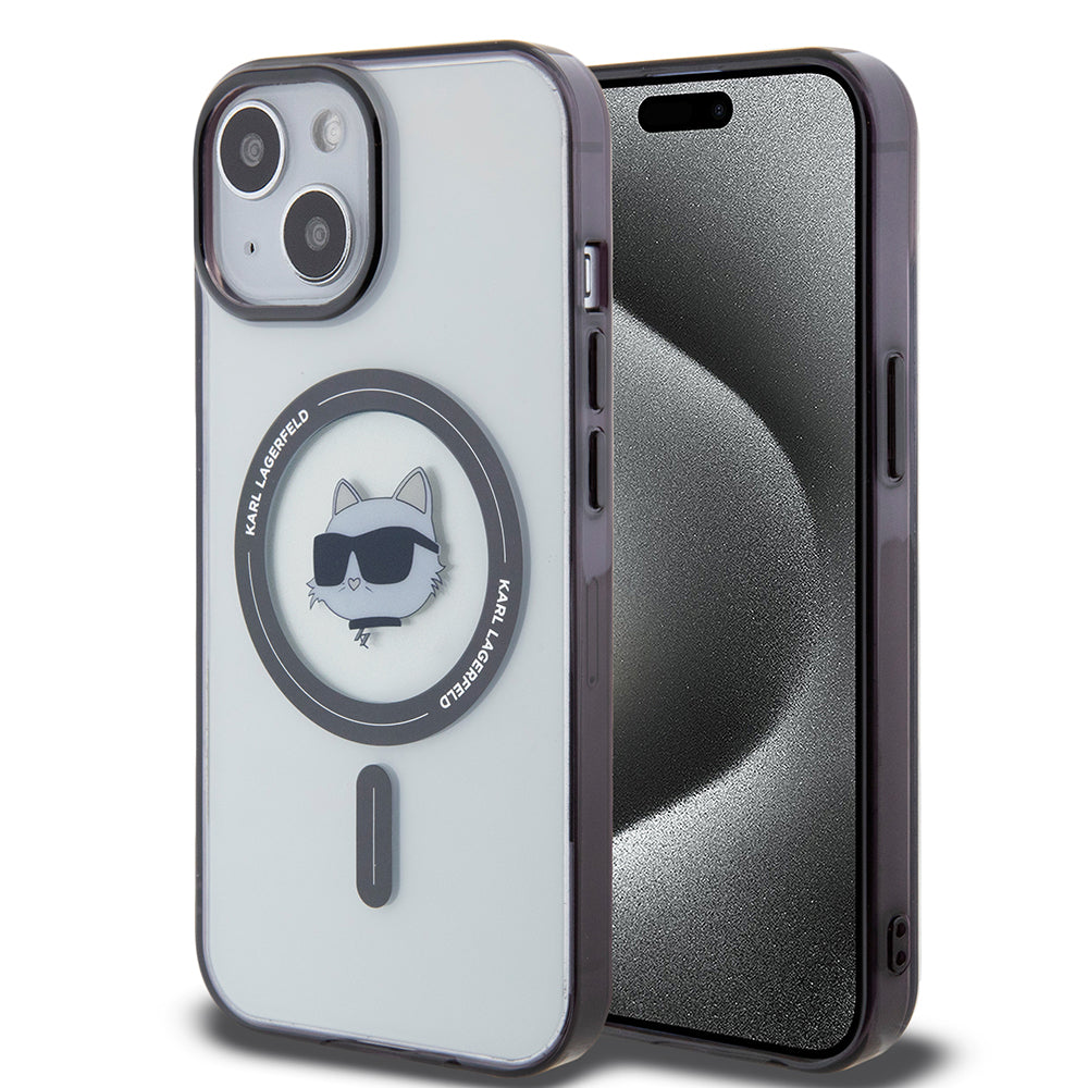 MagSafe hoesje voor Apple iPhone 15 Plus, Karl Lagerfeld, IML Choupette's Head, Transparant