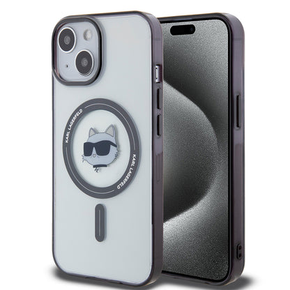 MagSafe hoesje voor Apple iPhone 15 Plus, Karl Lagerfeld, IML Choupette's Head, Transparant