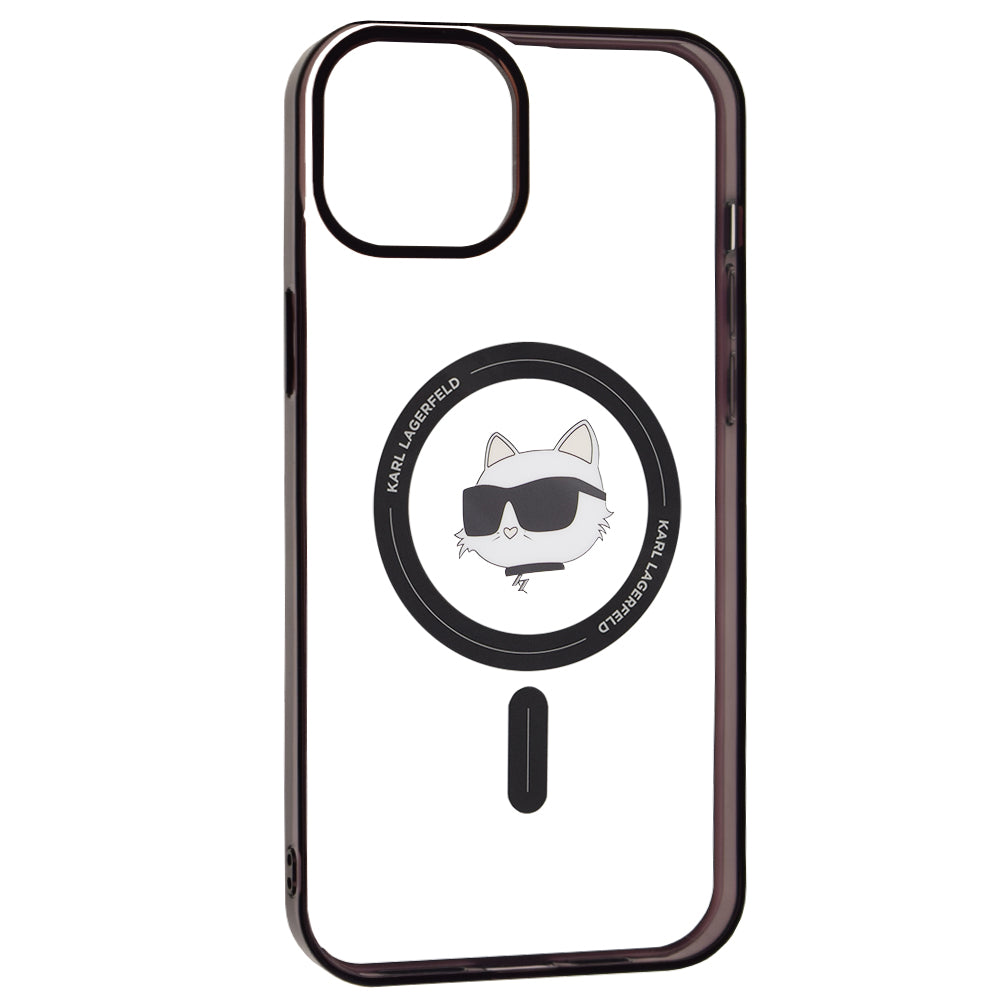 MagSafe hoesje voor Apple iPhone 15 Plus, Karl Lagerfeld, IML Choupette's Head, Transparant