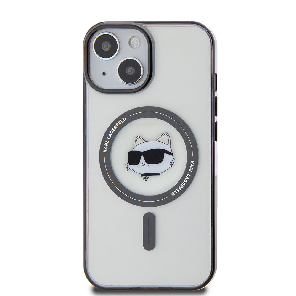 MagSafe hoesje voor Apple iPhone 15 Plus, Karl Lagerfeld, IML Choupette's Head, Transparant