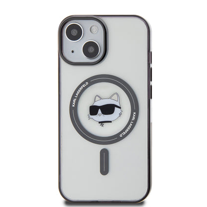 MagSafe hoesje voor Apple iPhone 15 Plus, Karl Lagerfeld, IML Choupette's Head, Transparant